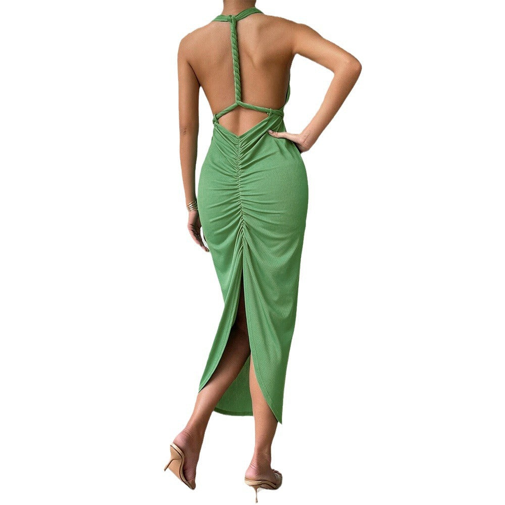 Damen Maxikleid V-Ausschnitt Elegant Halterdesign Eveloria