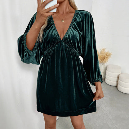Damen Samt Wickelkleid Eveloria - Eveloria