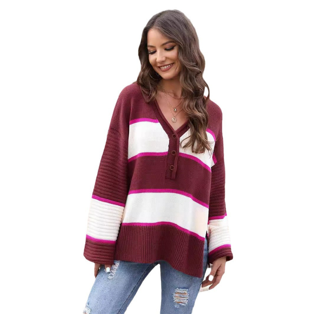 Damen Strickpullover Lässig Knopfleiste Beige