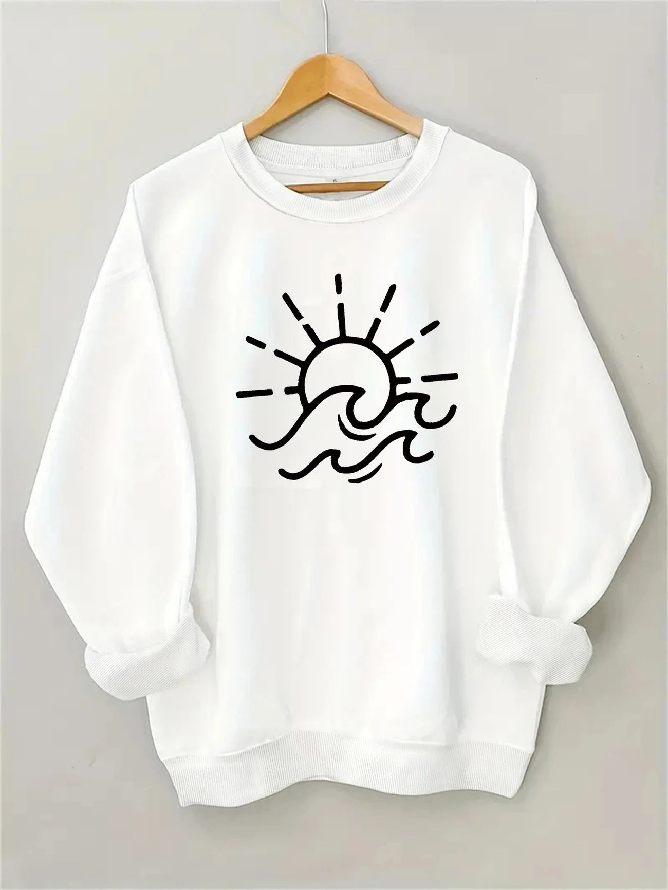 Damen Sweatshirt Sonnen Wellen Motiv Eveloria