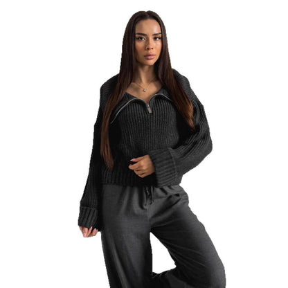 Damen Strickpullover Hochkragen Eveloria