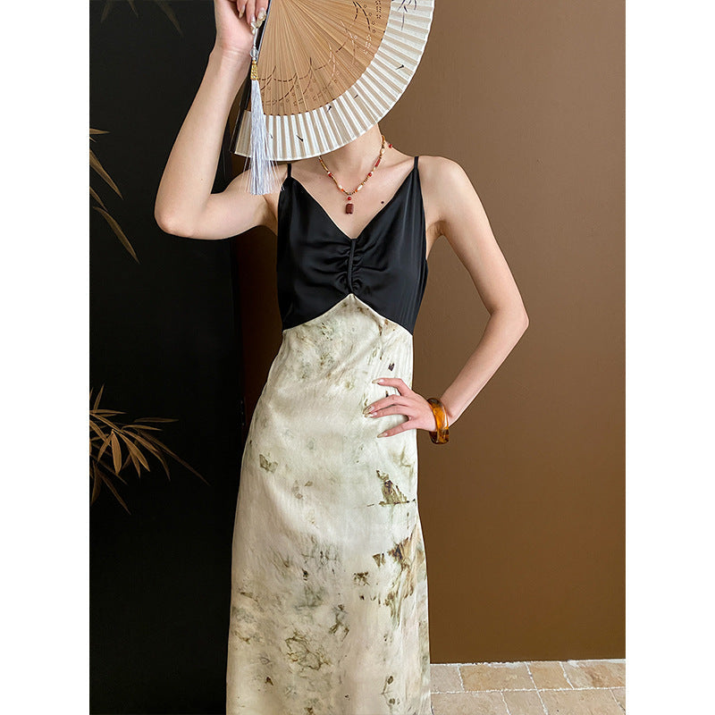Damen Maxikleid V-Ausschnitt Spaghettiträger Eveloria