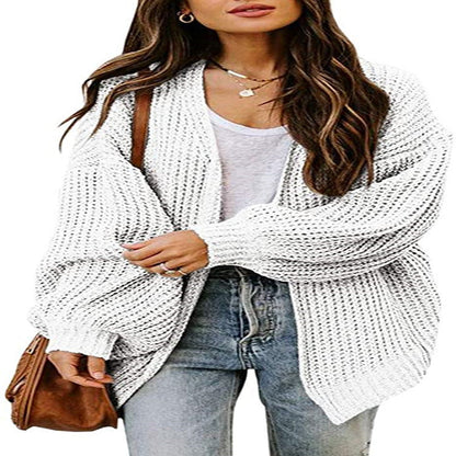 Damen Grobstrick-Pullover Voluminöse Ärmel Lässiger Schnitt Eveloria