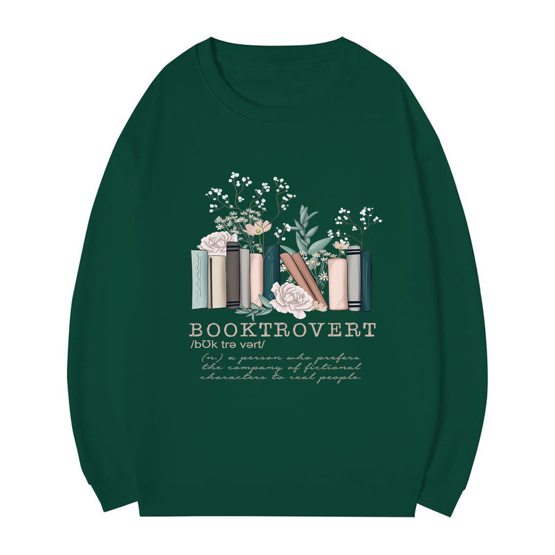 Damen Sweatshirt Bücherdesign Grau Eveloria