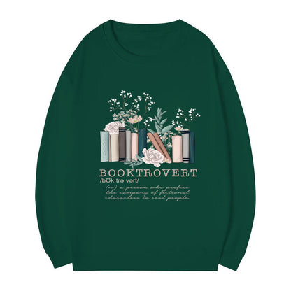 Damen Sweatshirt Bücherdesign Grau Eveloria