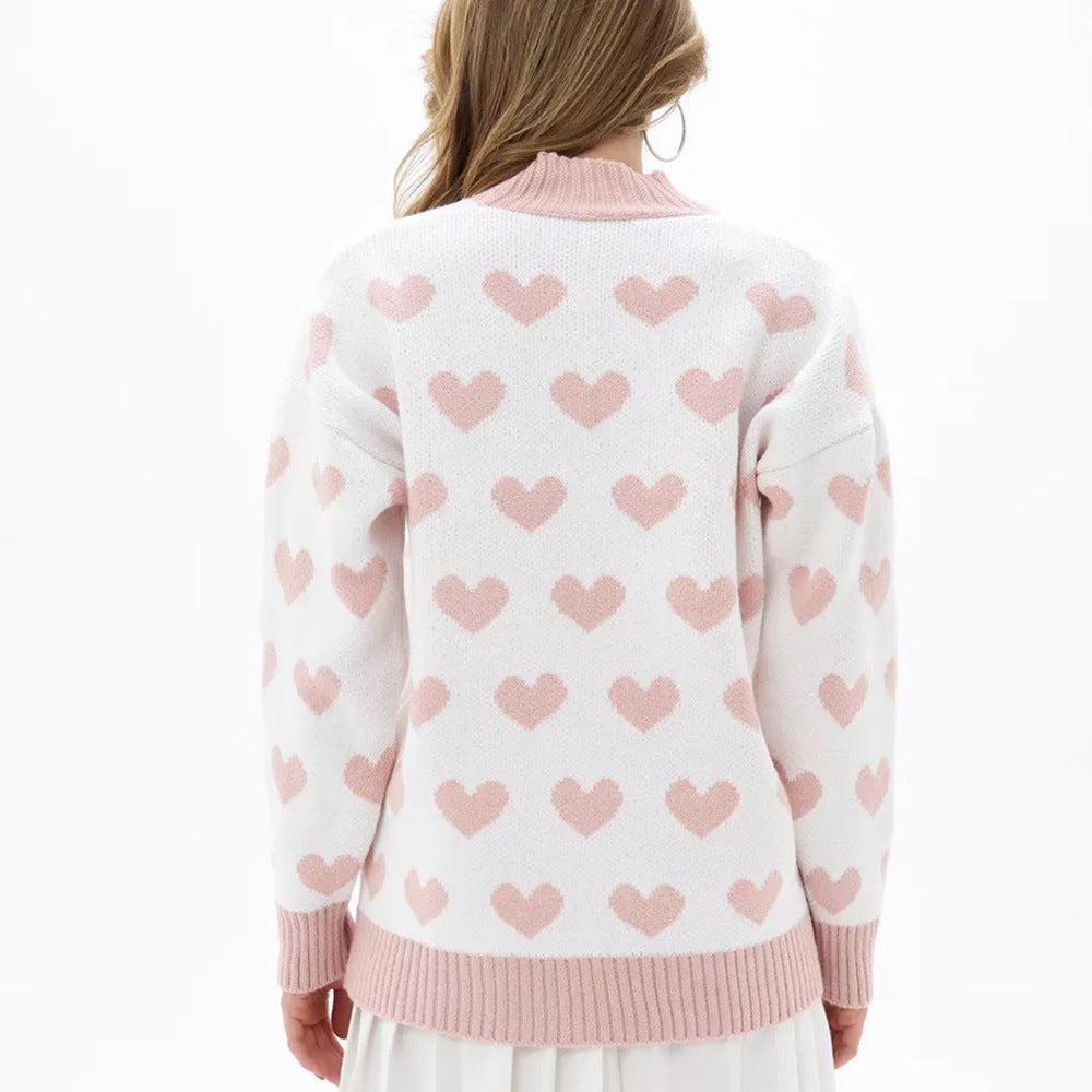Damen Strickjacke Herzmuster Knöpfe Eveloria