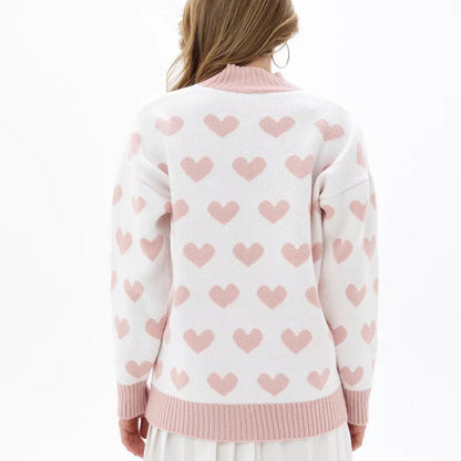 Damen Strickjacke Herzmuster Knöpfe Eveloria