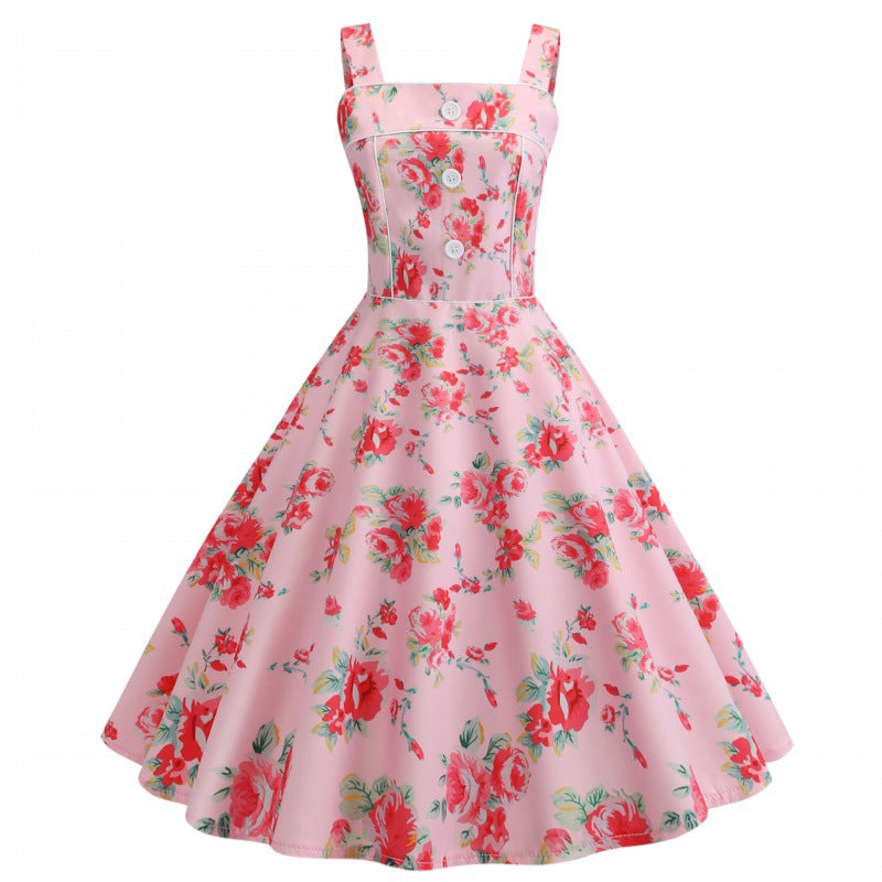 Damen Swingkleid Floralmuster Elegante Schürze - Eveloria