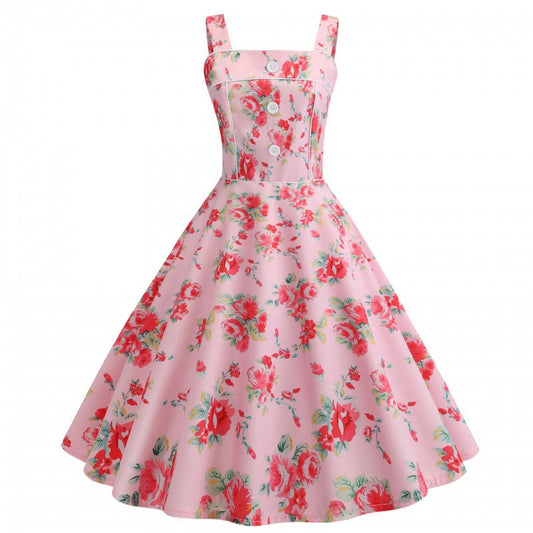 Damen Swingkleid Floralmuster Elegante Schürze - Eveloria