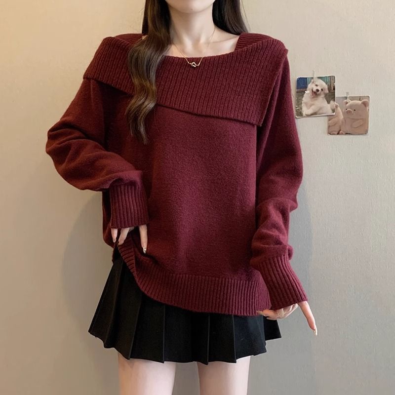 Damen Pullover Asymmetrischer Ausschnitt Eveloria - Eveloria