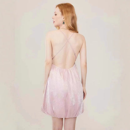 Damen V-Ausschnitt Kurzkleid Elegant Voluminös Eveloria