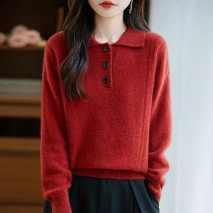 Damen Pullover mit Knopfleiste Elegantes Design