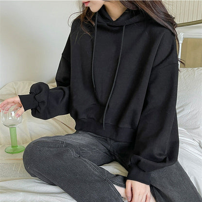 Damen Hoodie Cropped Voluminöse Ärmel Eveloria