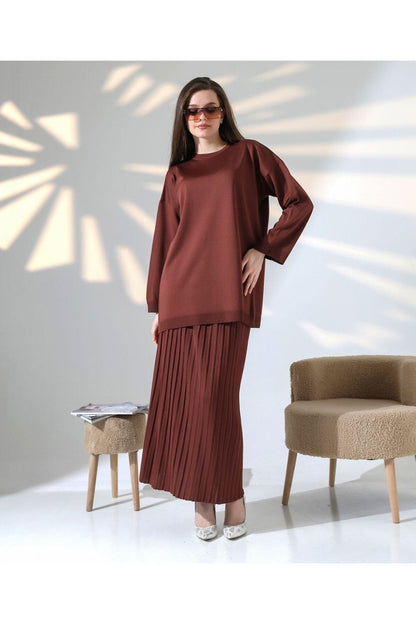 Damen Langarmshirt und Faltenrock Set Eveloria