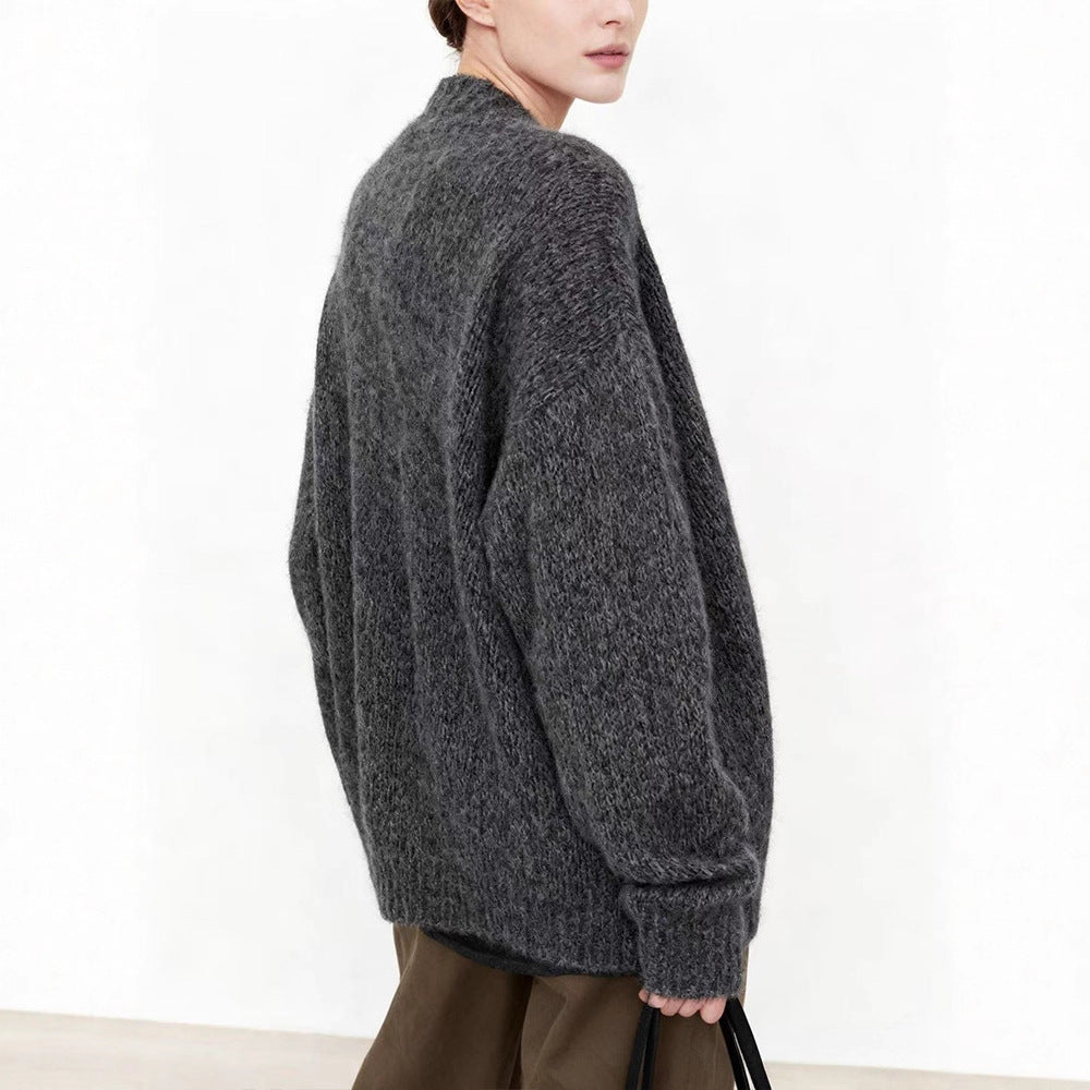 Damen Strickpullover V-Ausschnitt Lässiger Schnitt Eveloria