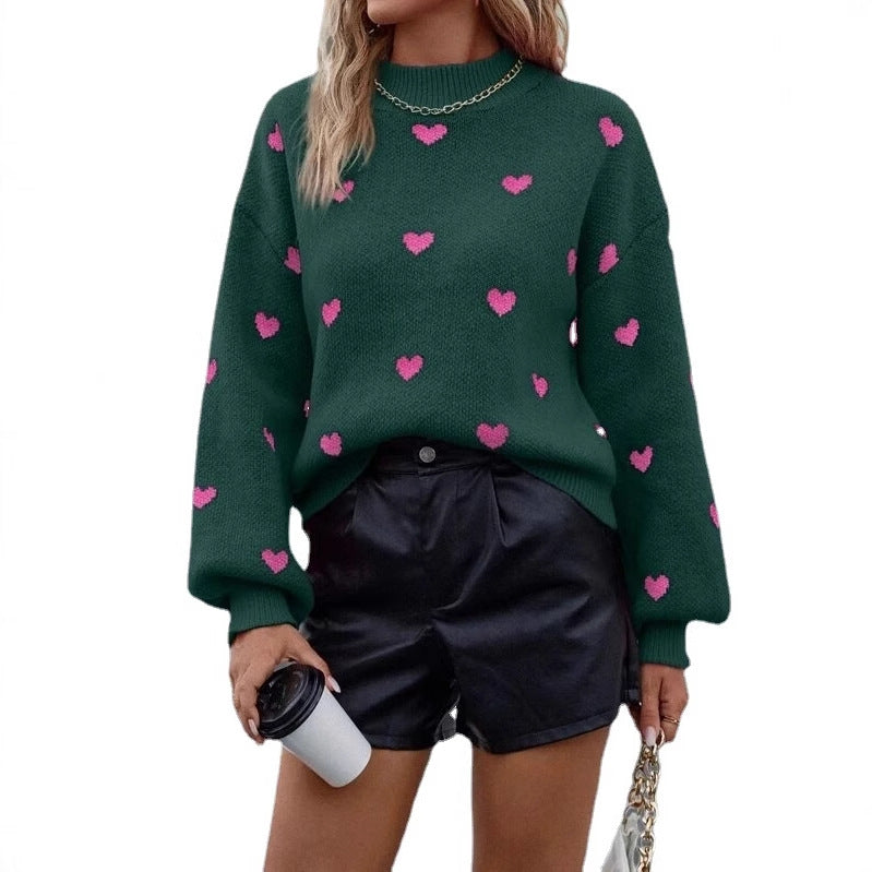 Damen Pullover Herzen-Design Lässig Eveloria