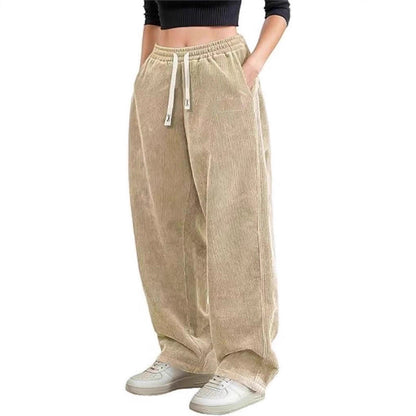 Damen Cordhose Weite Passform Elastischer Bund Eveloria