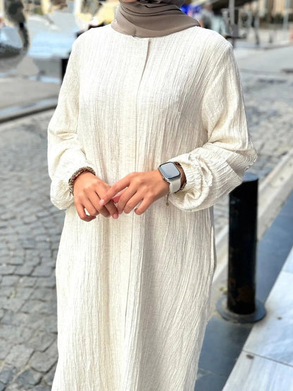 Damen Langarmkleid Rüschensaum Struktur Eveloria