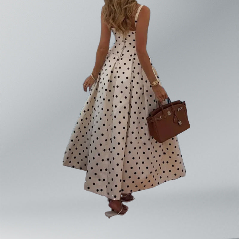Damen Maxi-Kleid Polka-Dots Elegantes Design