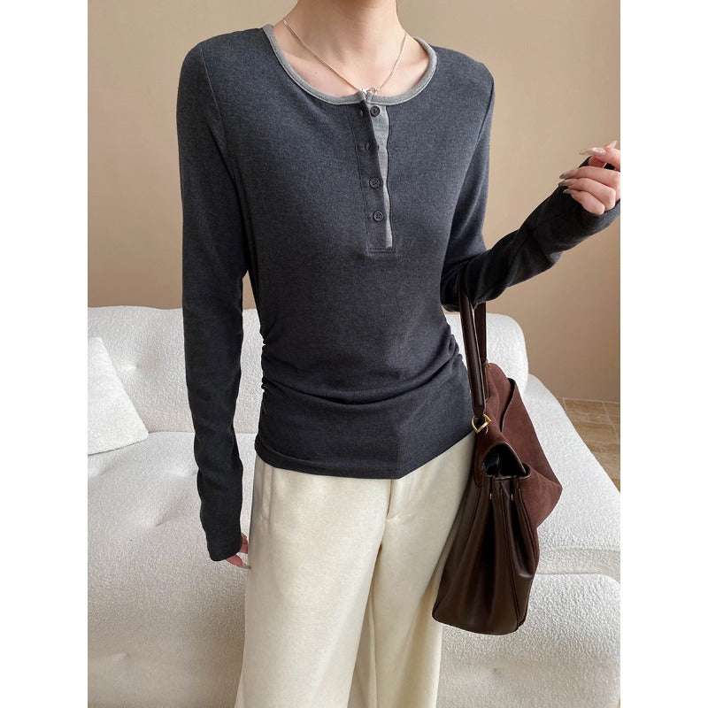 Damen Langarmshirt Weiches Material Schwarz Eveloria - Eveloria