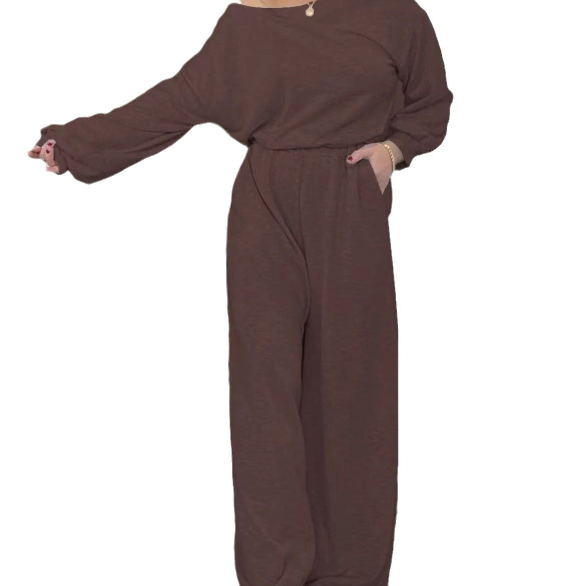 Damen Jumpsuit Weite Beine Tiefes Dekolleté Eveloria