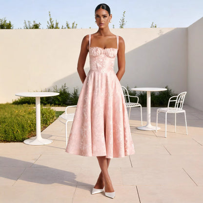 Damen Cocktailkleid Gerafftes Oberteil Voluminöser Rock Eveloria