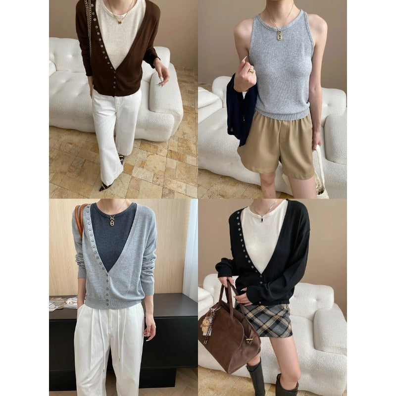 Damen Langarm-Cardigan mit Knöpfen Eveloria