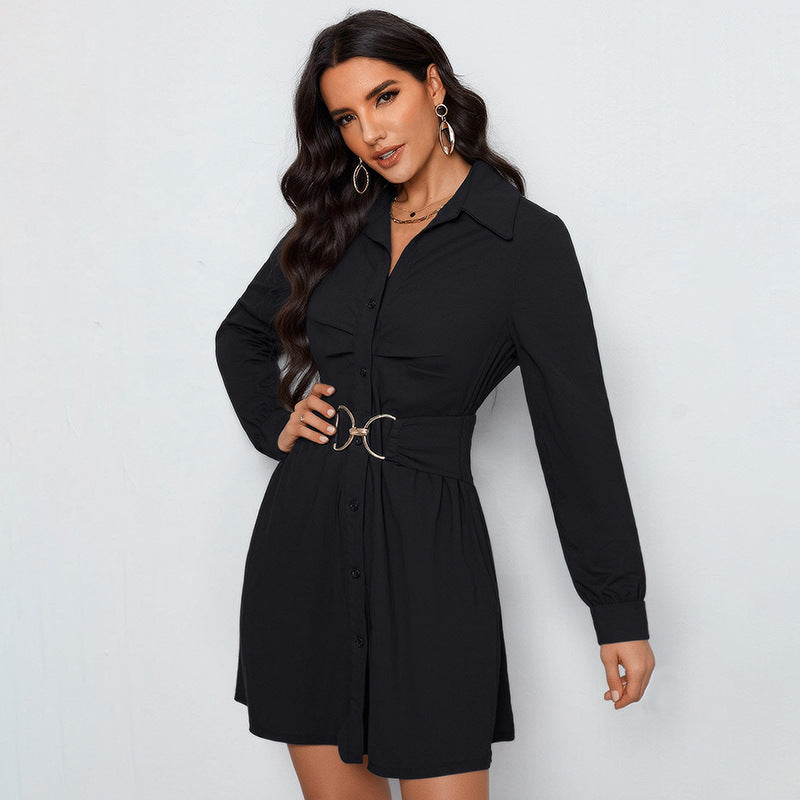 Damen Hemdblusenkleid mit Gürtel und eleganter Passform