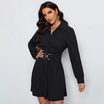 Damen Hemdblusenkleid mit Gürtel und eleganter Passform