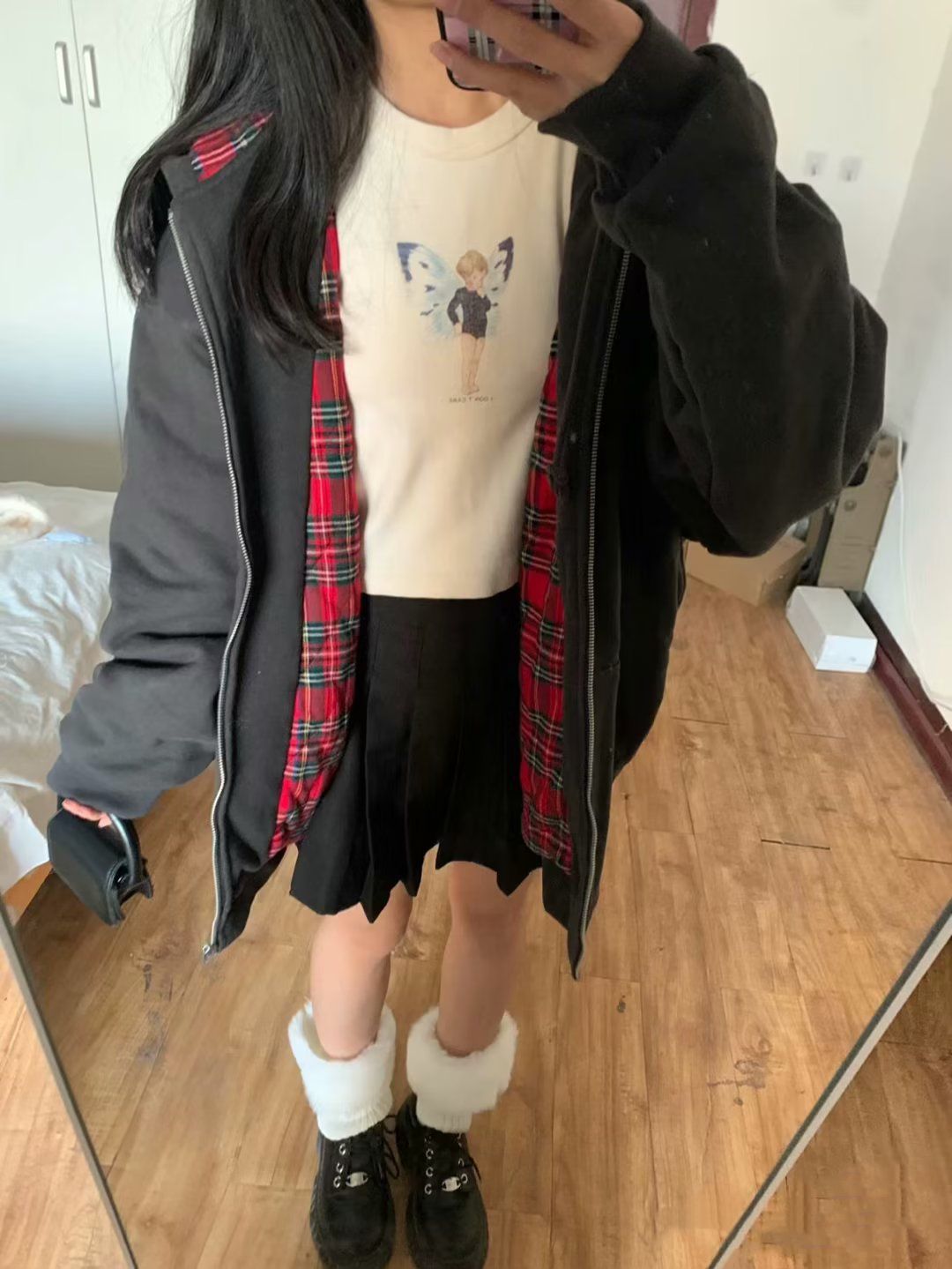 Damen Kapuzenjacke Kariertes Innenfutter