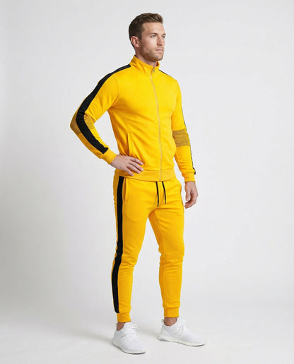 Herren Slim-Fit Trainingsanzug Stehkragen