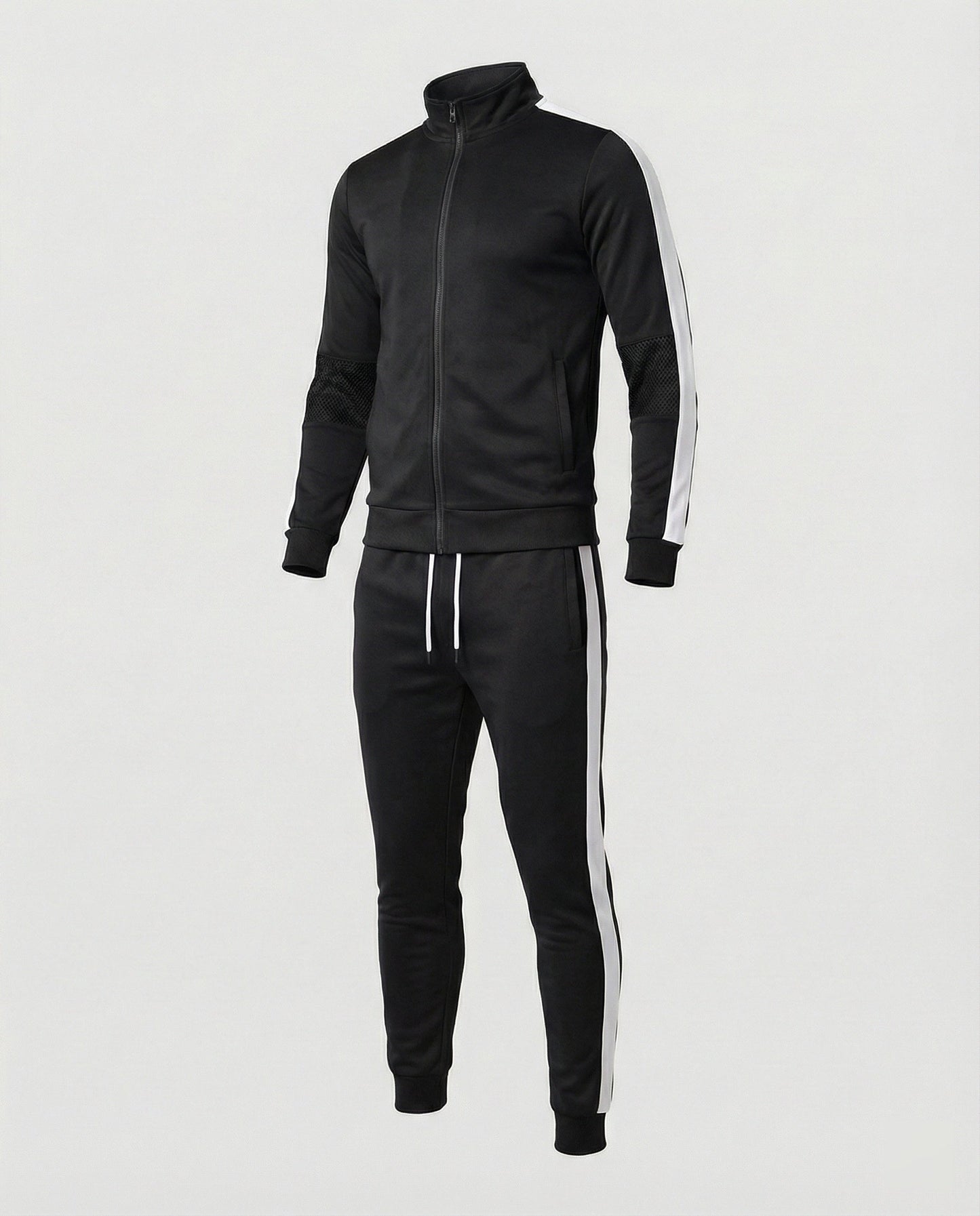 Herren Slim-Fit Trainingsanzug Stehkragen