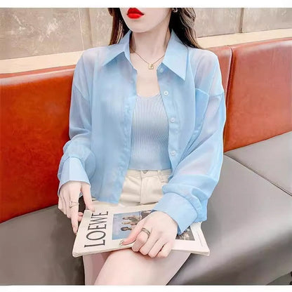 Damen Bluse Transparent V-Ausschnitt Rippdetails