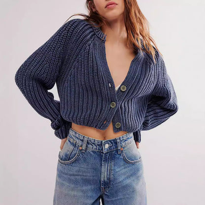 Damen Strickcardigan Luftig Große Knöpfe Modern Schwarz Eveloria - Eveloria