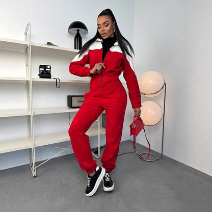 Damen Fleece-Overall mit Reißverschluss und Kapuze Eveloria