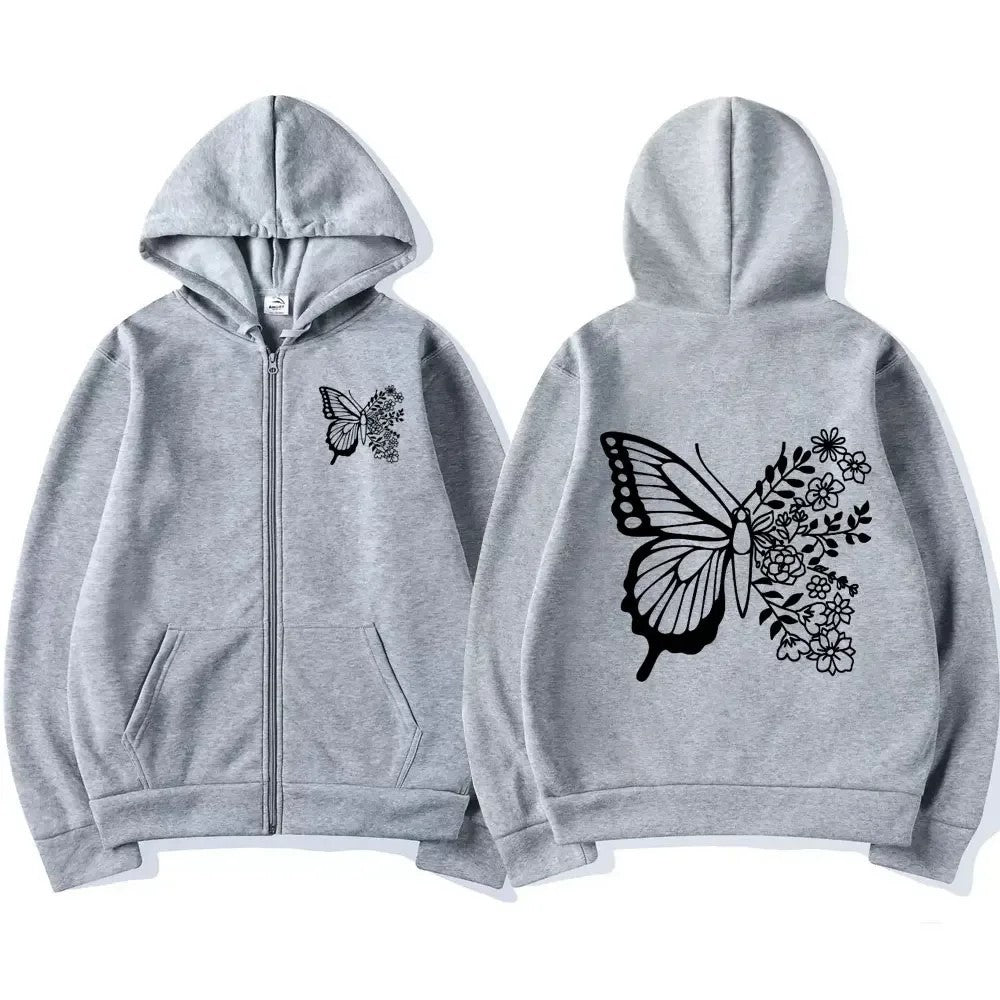 Damen Kapuzenpullover Floralmuster Kängurutasche