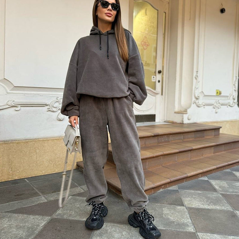 Damen Fleece-Loungewear-Set mit Kapuze Weit Eveloria
