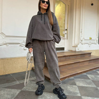 Damen Fleece-Loungewear-Set mit Kapuze Weit Eveloria