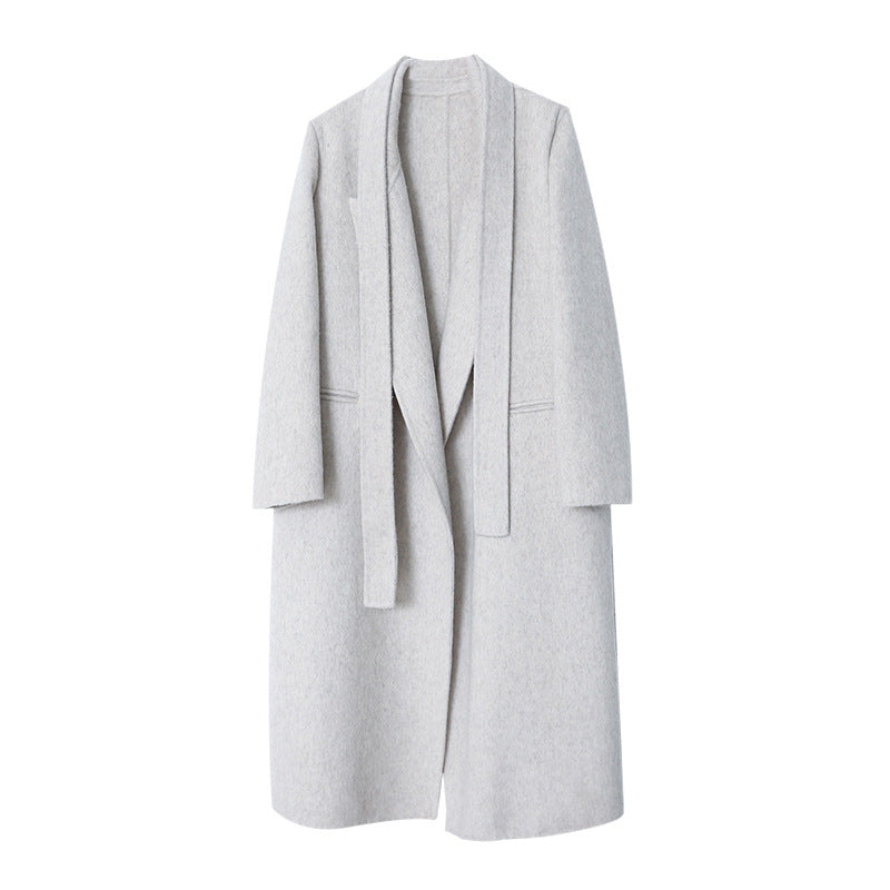 Damen Wickelmantel Wollmix Taillengürtel Eveloria