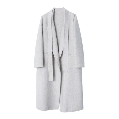 Damen Wickelmantel Wollmix Taillengürtel Eveloria