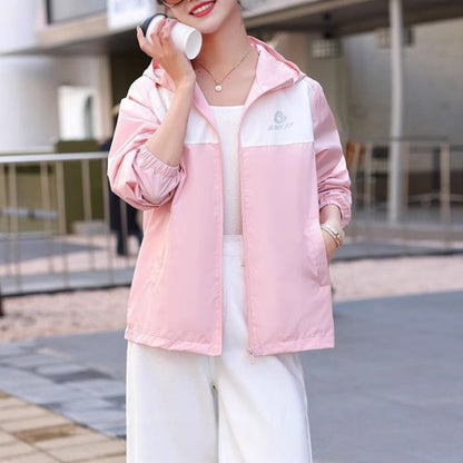 Damen Übergangsjacke Leicht Kapuzen-Design Beige