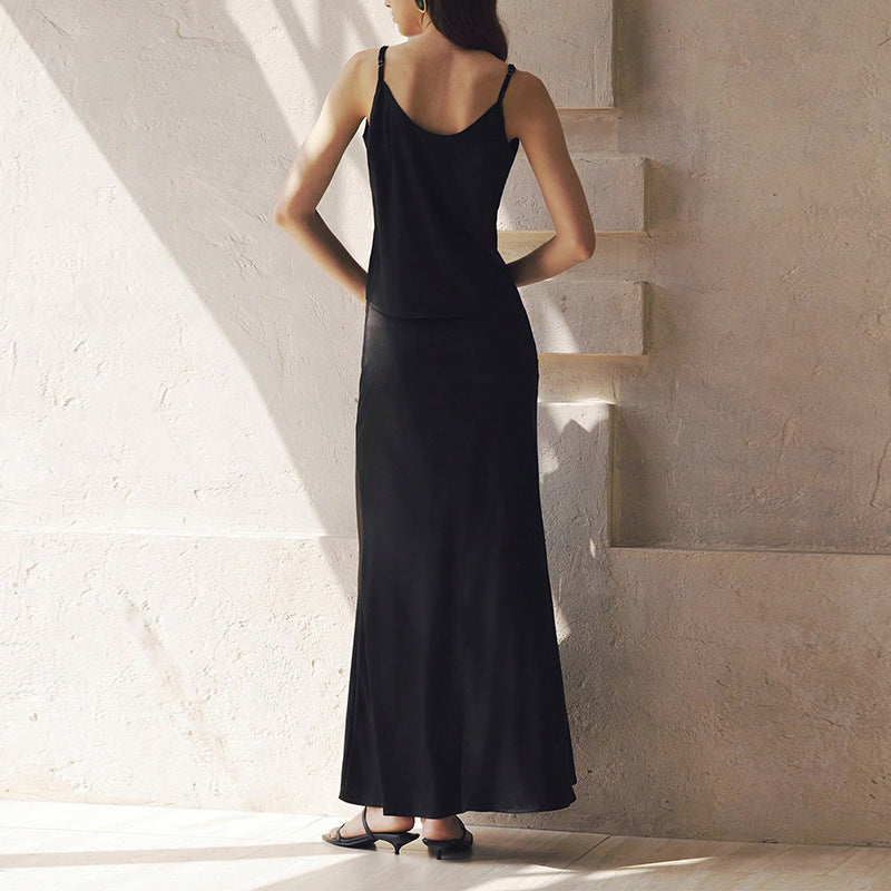 Damen Maxikleid Schwingrock Eleganter Ausschnitt Eveloria