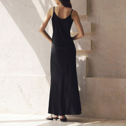 Damen Maxikleid Schwingrock Eleganter Ausschnitt Eveloria