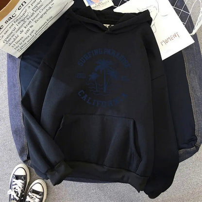 Damen Kapuzenpullover Baumwollmischung Surf-Motiv