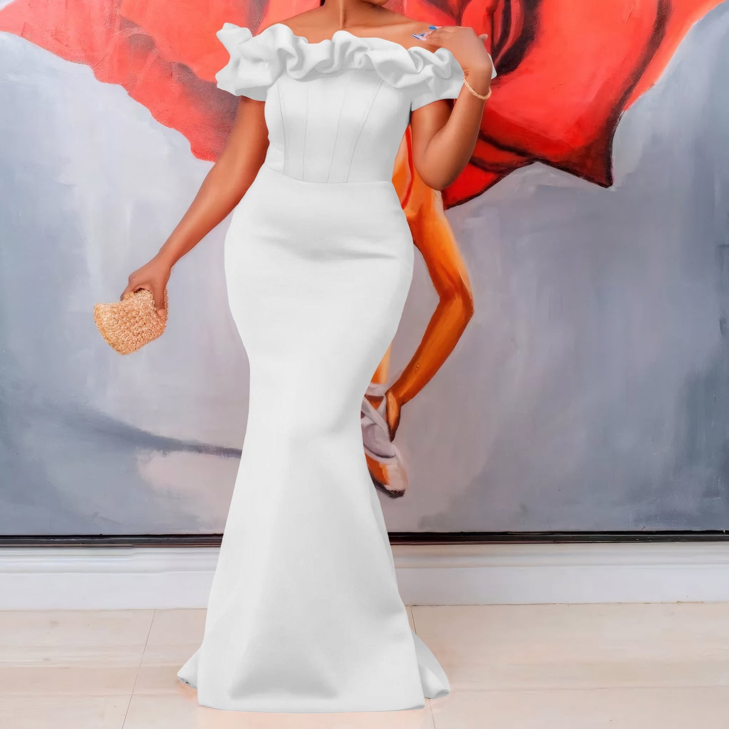 Damen Wickelkleid Elegantes Design Voluminöser Kragen Eveloria