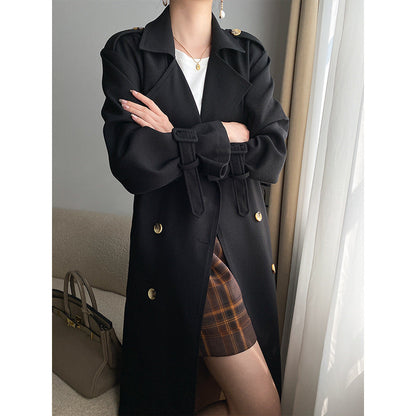 Damen Trenchcoat Elegantes Design Doppelter Knopf