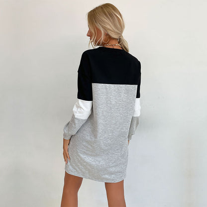 Damen Freizeitkleid Farbblockdetails Lässiger Schnitt Eveloria
