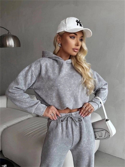 Damen Hoodie-Set Weite Hose Elastischer Bund Eveloria
