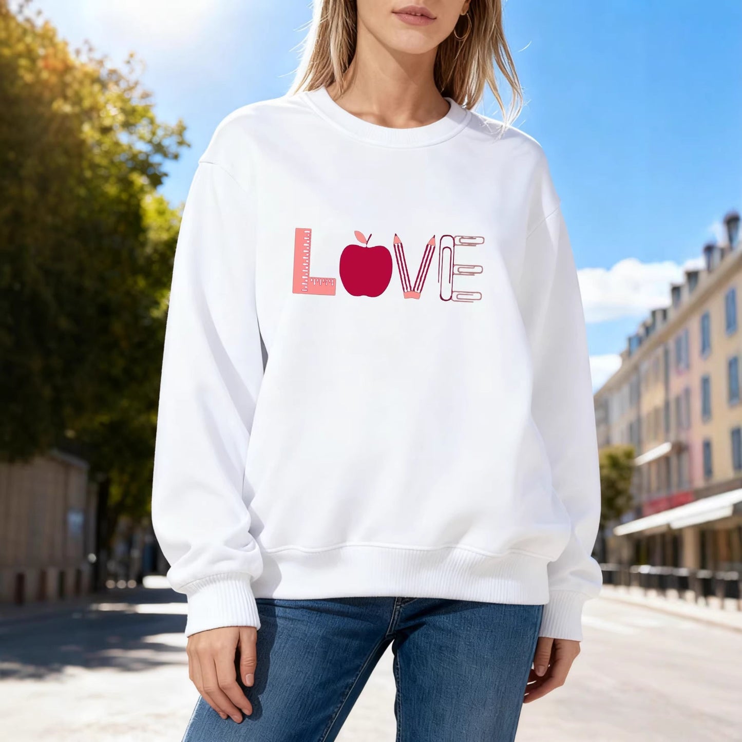 Damen Sweatshirt Love-Motiv Eveloria
