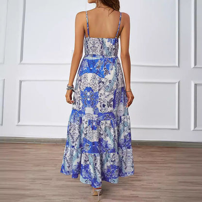 Damen Maxikleid Floralmuster Seitentaschen Eveloria